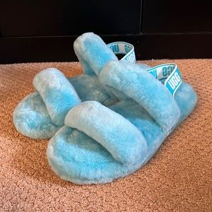 COPY - UGG Fluff Yeah Slides - BLUE SLIPPERS WITH STRAPS